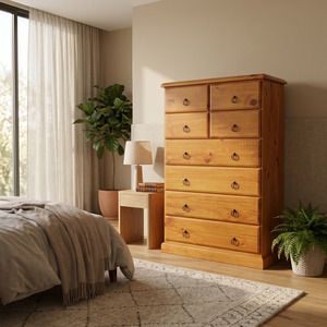 Bedroom Furniture: TRIO 8 Drw Tallboy Honey