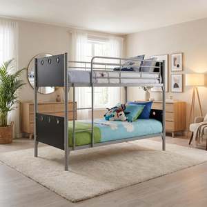 Bedroom Furniture: Tera Modern Double Bunk Bed – Charcoal Grey