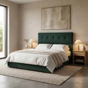Clearance: NZ Made SleepVault Headboard Forest Green Colour Queen - Floor Model