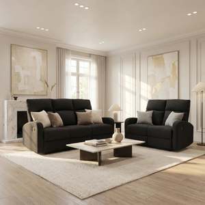 Lounge Living: SupreCoz 3RR + 2RR Recliner Suite Black