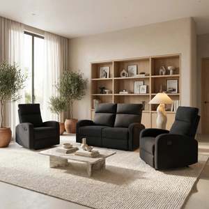 SupreCoz 2RR + R + R Recliner Suite Black