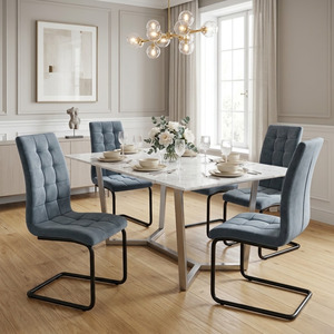 Kitchen Dining: Belmont Fabric Dining Chairs Grey — Set of 4