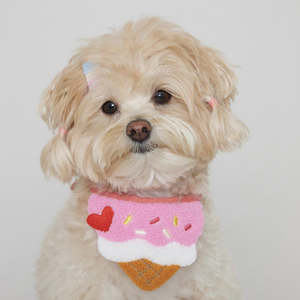 🍧Ice Cream Embroidered Pet Bib [Pink]