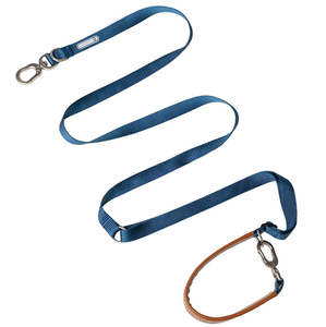 Dog Leashes: BOBO Series Leather Hands Free Multi-Function Cross Body Dog Leash [Cloud Mountain Blue]