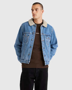 RVCA DENIM SHERPA TRUCKER JACKET MENS