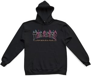THRASHER DOUBLE FLAME NEON HOODY MENS
