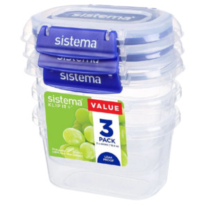 Products: Sistema Klip It Plus Container - Rectangle 400ml 3 Pack - Future Foods Auckland