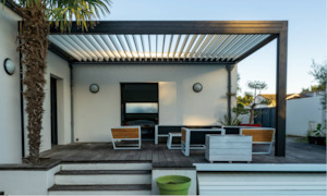 Wall-Mounted Louvered Pergola for Deck or Patio