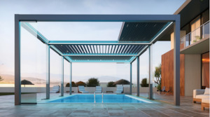 Luxury Poolside Louvered Pergola with LED Lighting