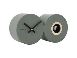 Table Clock: Duo Cuckoo Clock - Matte Green