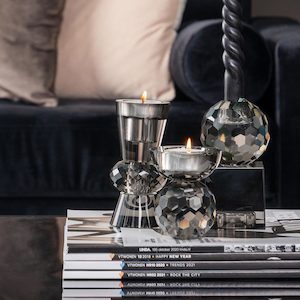 Present Time: Crystal Art Glass Candle Holder - Duo Cone Clear