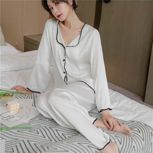 Clothing: Solid Color Long Sleeve Trousers Cardigan Homewear Two Piece Straight Pants