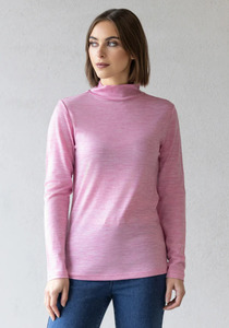 Products: Vassalli Riley Merino Polo Pink Marle High Neck 100% Merino Wool Top