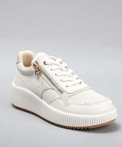 Mintiz Dina Zip and Lace Sneaker - Cream/ Beige