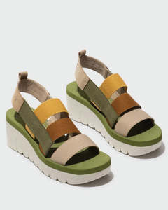 Shoes: Fly London Yere Sandal - Cloud Greens Mix