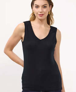 Newport Twain Merino Reversible Tank/Singlet - Black