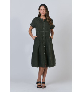 Button front linen dress - Dresses : Gaby's Warkworth - NATURALS BY O & J H25