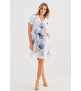 V neck linen dress - Dresses : Gaby's Warkworth - DOLCEZZA H25