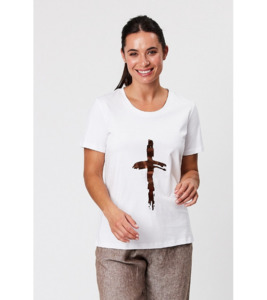 Products: Dripping metallic cross tee - Tops : Gaby's Warkworth - BLACKSTONE H23