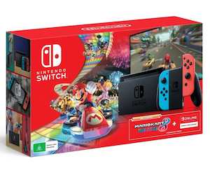 Gaming Console: Nintendo Switch Console Neon with Mario Kart 8 Deluxe & 3 Month Switch Online Subscription