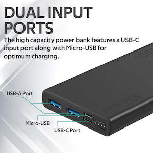 Chargers And Power Bank: Promate 10000mAh Smart Charging Power Bank with Dual USB Output Black
