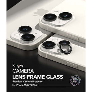 Mobile Phone Camera Protectors: iPhone 15 6.7" / 6.1" CAMERA LENS FRAME GLASS BLACK