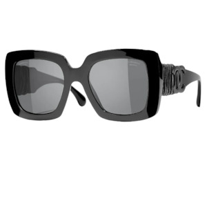 Chanel Sunglasses: Chanel CH5474Q Square Sunglasses - Black Acetate & Calfskin