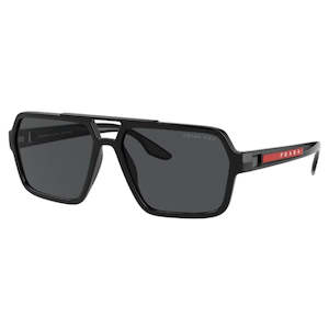 Prada Sunglasses: Prada Linea Rossa PS 01XS 1AB02G - Black Frame Polarized Dark Grey Lenses