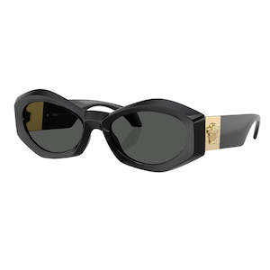 Versace Sunglasses: Versace VE4466U GB1/87 Sunglasses - Black Frame, Dark Grey Lens