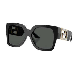 Versace Sunglasses: Versace VE4402 547887 Sunglasses - Black Frame, Dark Grey Lens