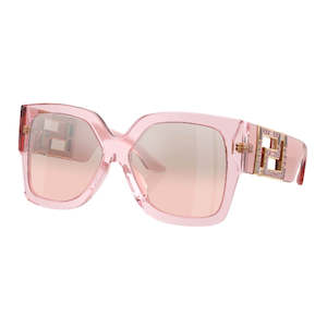 Versace VE4402 54727E - Transparent Pink Frame, Light Pink Mirror Silver Lens