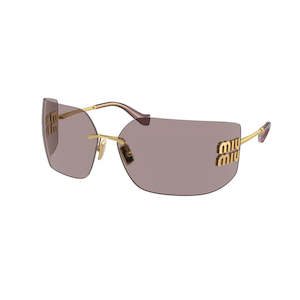 Miu Miu Sunglasses: Miu Miu MU 54YS 5AK06I Women’s Sunglasses – Gold Frame, Light Purple Brown Lenses