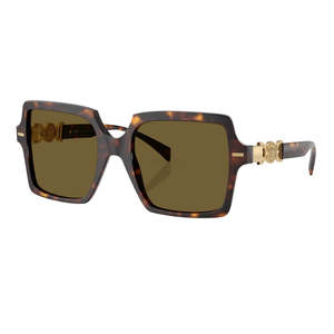 Versace VE4441 108/73 Sunglasses- Havana Frame, Dark Brown Lens