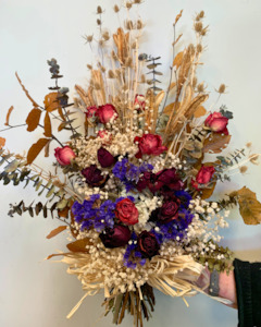 Dried Flower Arrangement: Dried Arrangement Red & Purple