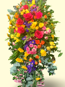 Funeral Flowers: Bright Floral Casket Spray