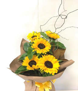 Graduation Flowers: Sunflower Bouquet in Brown Paper