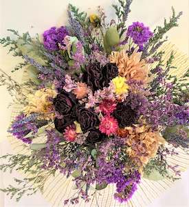 Graduation: Large Dried Flower Posy - Purple, Pink & Mauve