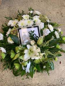 Funeral Flowers: White Wreath with Lily