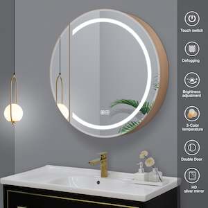 Round LED Mirror Cabinet with Demister, Color Selection and Dimmer