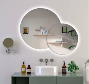 Double Circle Backlit LED Mirror with Demister, Three Light Selection and Dimmable Control