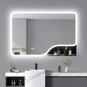 Mirror: Rectangle LED Mirror with Light Selection, Demister and Shelf