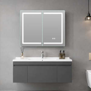 Mirror: White LED Mirror Cabinet with Color Selection, Demister, and Shaver Socket