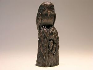 Doug Marsden: Ruru with Young' bronze sculpture by Doug Marsden