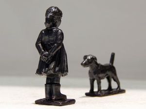 Aaron Brown 'Girl and Dog' bronze sculpture