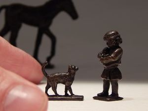 Aaron Brown 'Girl and Kitten' bronze sculpture