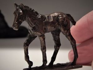 Aaron Brown 'Standing Foal' bronze sculpture