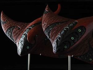 John Collins: WHAI' pair of Stingray carvings by John Collins