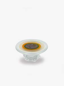 Podette - white, orange & purple with hexagonal glass base