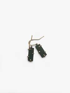 Lisa Woods Artist Works For Sale: Claw Set Rectangle Pounamu Earrings