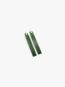 Long Rectangle Pounamu Earrings with Gold Disc